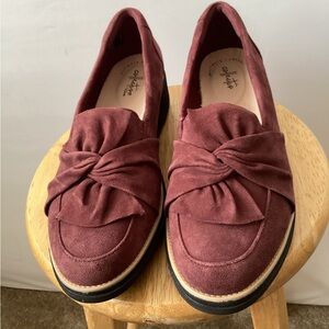 Clark’s Collection Comfortable Burgundy wedge heel Loafers
